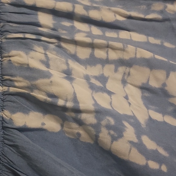 Strapless Smocked Sky Blue Tie Dye Ruffled Wide Leg Jumpsuit by JAPNA - Picture 5 of 10